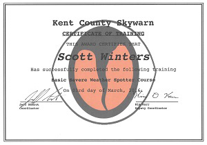 Severe Weather Spotter Certificate