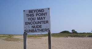 Nude Sunbathers Sign