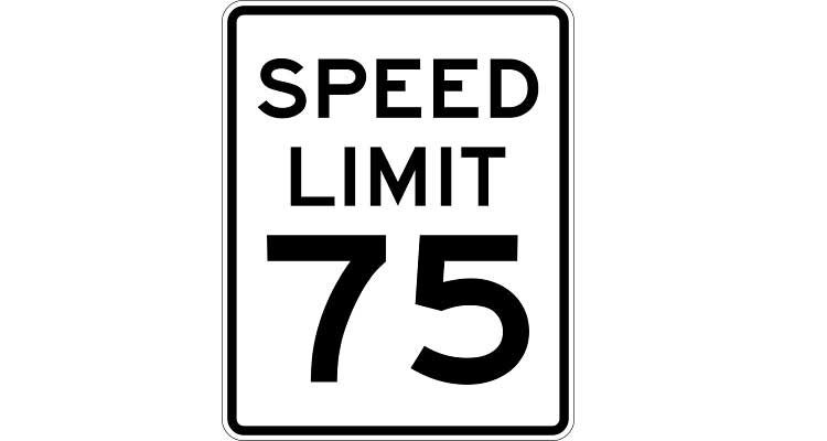 75 mph Speed Limit Sign