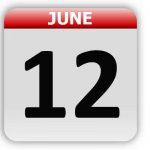 Today in History graphic for June 12 featuring Anne Frank’s diary, Reagan’s Berlin Wall speech, the transition to digital television, and notable Michigan history from Grand Rapids.