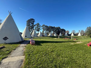 An overview of all the tee pees at Wig Wam Village
