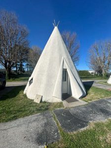 A photo of the outside of the tee pee