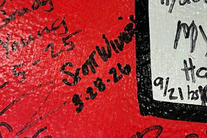 Scott's signature on the wall.